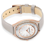 Shop Authentic Swarovski Crystalline Aura Silver Dial Beige Leather Strap Watch for Women - 5519450 - Luxxuri