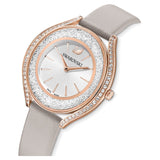  Shop Authentic Swarovski Crystalline Aura Silver Dial Beige Leather Strap Watch for Women - 5519450 - Luxxuri