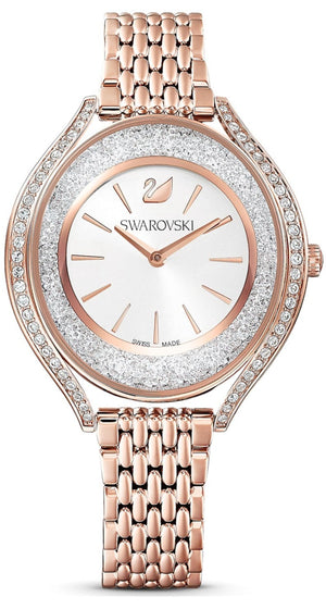  Shop Authentic Swarovski Crystalline Aura Silver Dial Rose Gold Steel Strap Watch for Women - 5519459 - Luxxuri