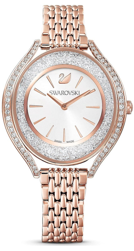 Shop Authentic Swarovski Crystalline Aura Silver Dial Rose Gold Steel Strap Watch for Women - 5519459 - Luxxuri
