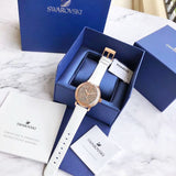  Shop Authentic Swarovski Crystalline Hours Quartz Grey Dial Black Leather Strap Watch for Women - 5344635 - Luxxuri