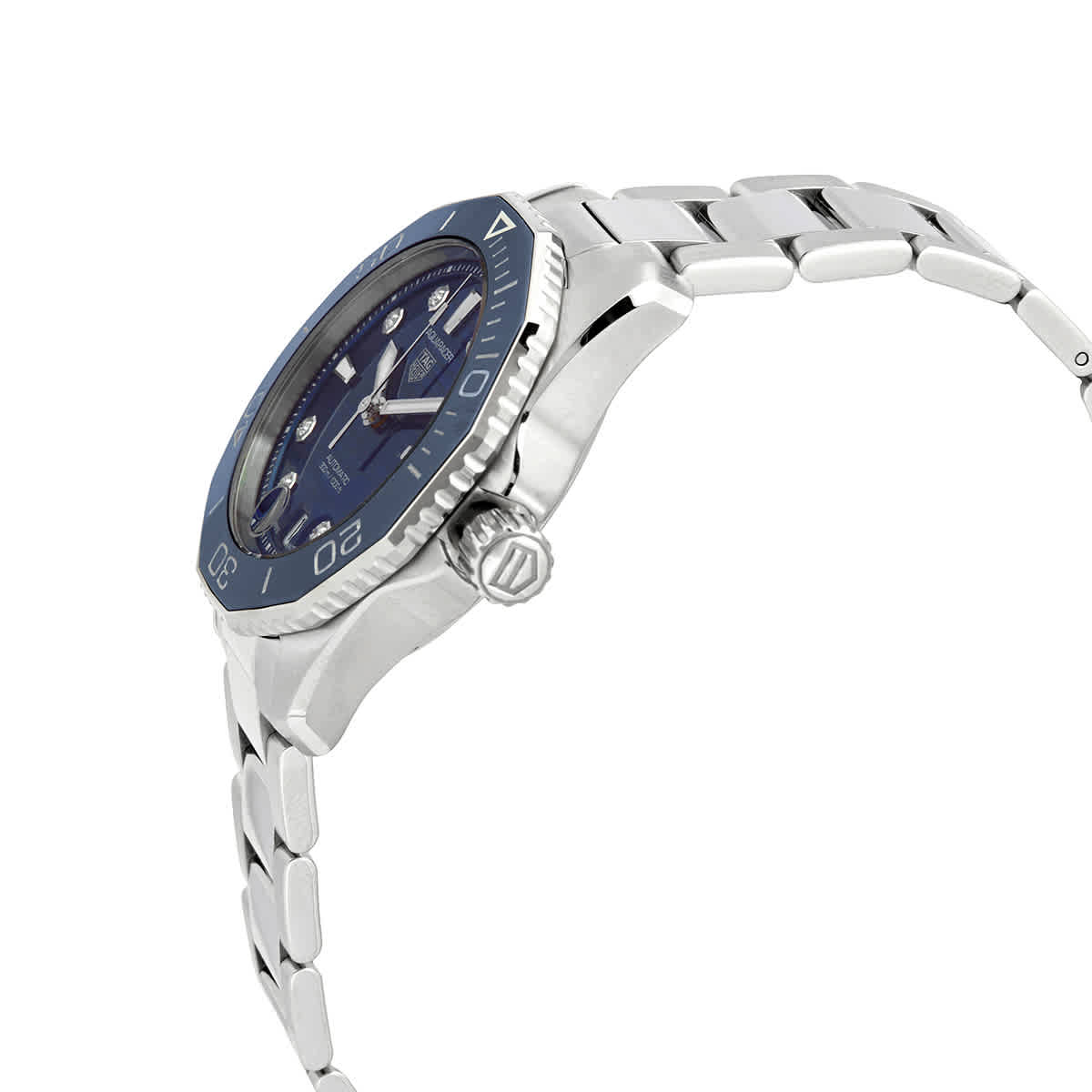  Shop Authentic Tag Heuer Aquaracer Professional 300 Automatic Diamonds Blue Dial Silver Steel Strap Watch for Women - WBP231B.BA0618 - Luxxuri