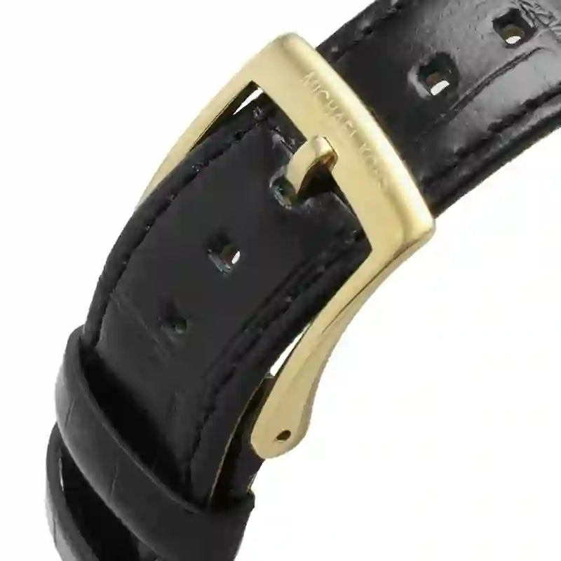 Michael Kors Parker Chronograph Black Dial Black Leather Strap Watch For Women - MK6984
