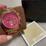  Shop Authentic Michael Kors Runway Pink Dial Rose Gold Steel Strap Watch for Women - MK5931 - Luxxuri