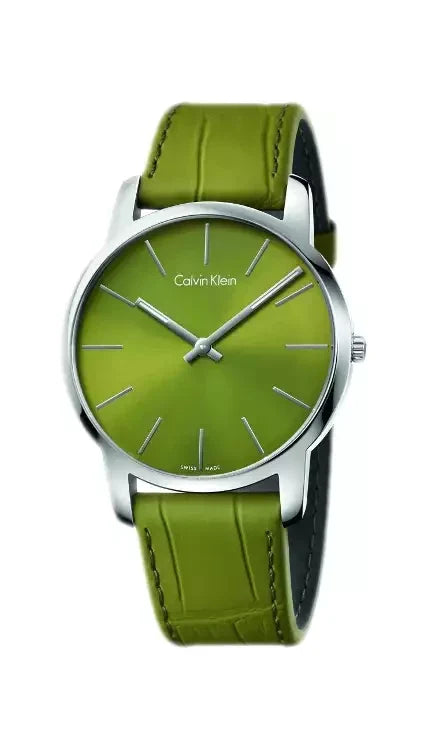  Shop Authentic Calvin Klein City Green Dial Green Leather Strap Watch for Men - K2G211WL - Luxxuri