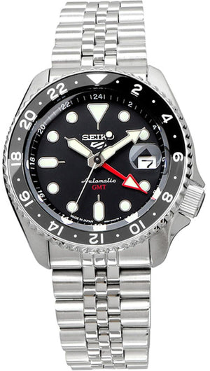  Shop Authentic Seiko 5 Sports Automatic GMT Black Dial Silver Steel Strap Watch For Men - SSK001K1 - Luxxuri