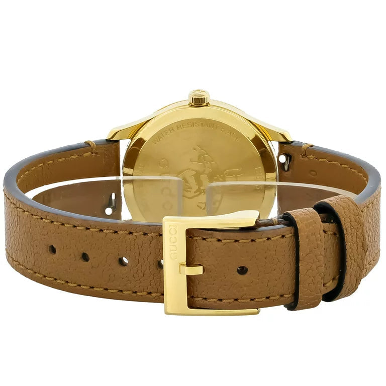  Shop Authentic Gucci G Timeless Quartz Silver Dial Brown Leather Strap Watch For Women - YA1265022 - Luxxuri