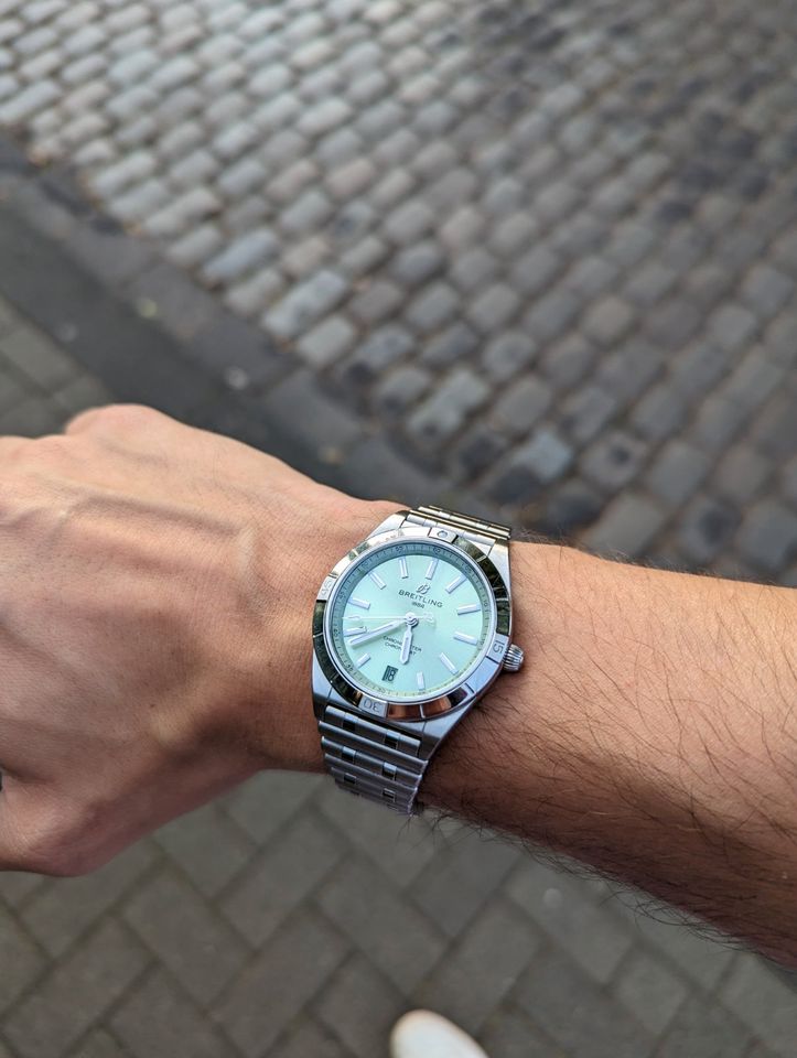  Shop Authentic Breitling Chronomat Automatic 36 Green Dial Silver Steel Strap Watch for Women - A10380101L1A1 - Luxxuri