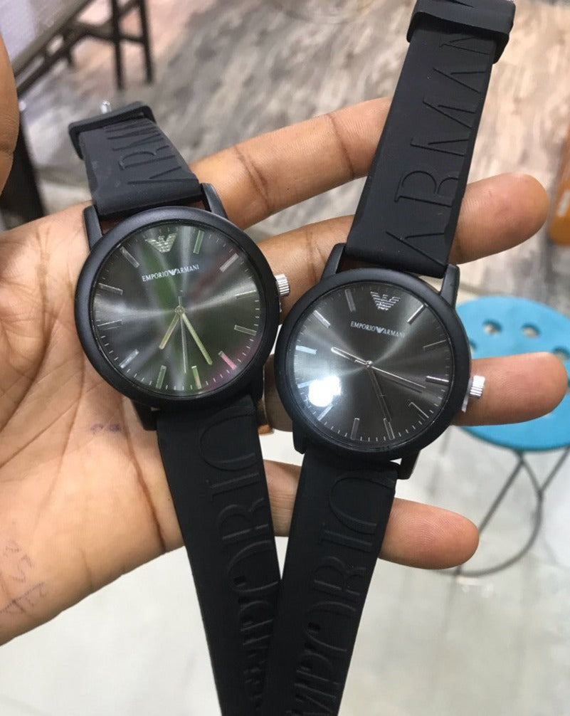  Shop Authentic Emporio Armani Luigi Quartz Black Dial Black Silicon Strap Watch For Men - AR11071 - Luxxuri