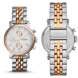  Shop Authentic Fossil Boyfriend Chronograph White Dial Two Tone Steel Strap Watch for Women - ES3840 - Luxxuri