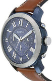  Shop Authentic Fossil Grant Chronograph Blue Dial Brown Leather Strap Watch for Men - FS5151 - Luxxuri