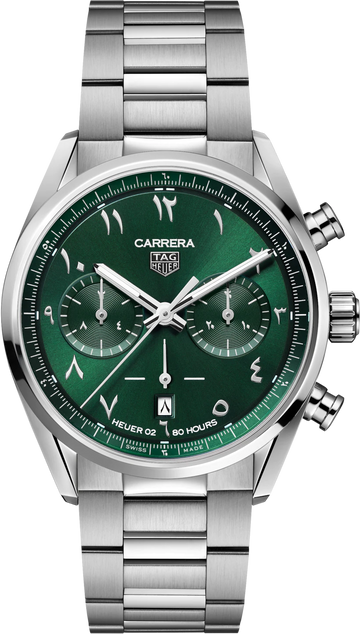  Shop Authentic Tag Heuer Carrera Automatic Chronograph Limited Edition Green Dial Silver Steel Strap Watch for Men - CBN2014.EB0240 - Luxxuri