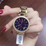  Shop Authentic Michael Kors Parker Chronograph Blue Dial Gold Steel Strap Watch For Women - MK6262 - Luxxuri