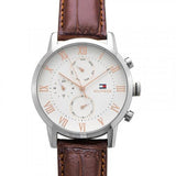  Shop Authentic Tommy Hilfiger Kane Chronograph White Dial Brown Leather Strap Watch for Men - 1791400 - Luxxuri
