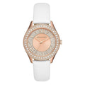  Shop Authentic Michael Kors Harlowe Analog Rose Gold Dial White Leather Strap Watch For Women - MK2989 - Luxxuri