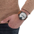  Shop Authentic Diesel Mega Chief White Dial Brown Leather Strap Watch For Men - DZ4280 - Luxxuri