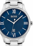  Shop Authentic Hugo Boss Governer Blue Dial Silver Steel Strap Watch for Men - 1513487 - Luxxuri