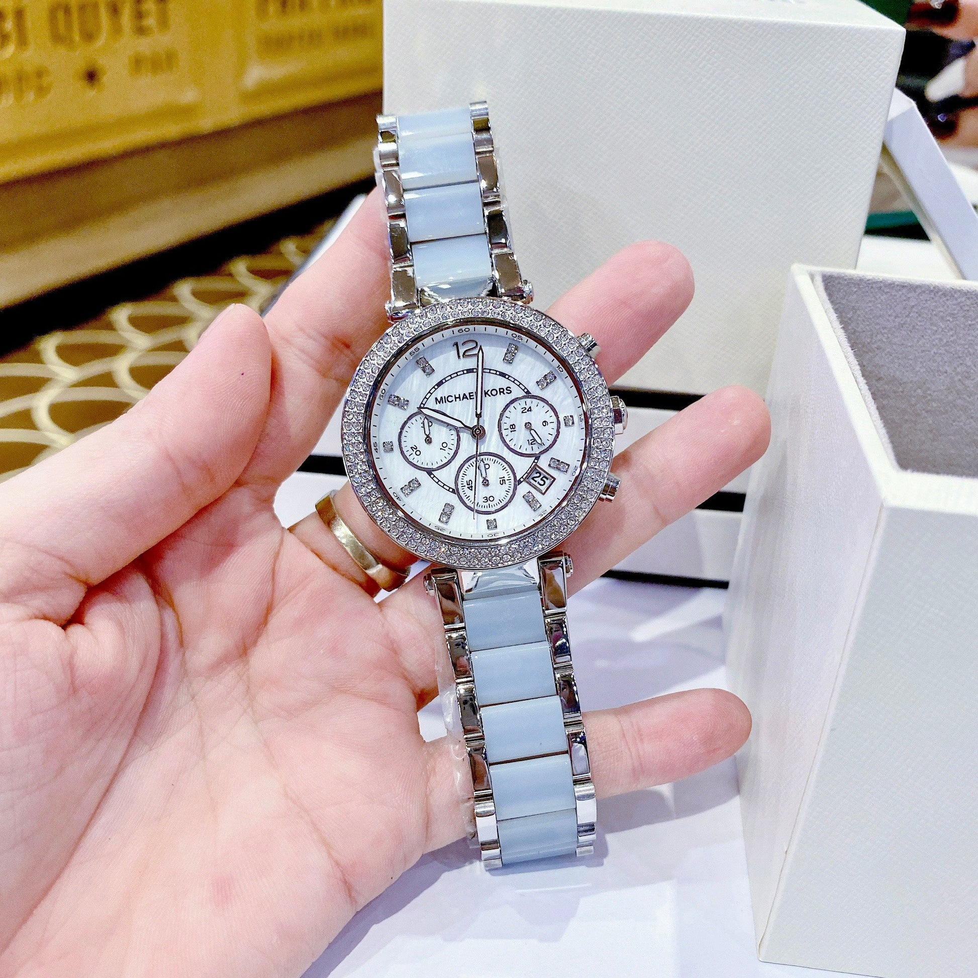  Shop Authentic Michael Kors Parker White Dial Two Tone Steel Strap Watch for Women - MK6138 - Luxxuri