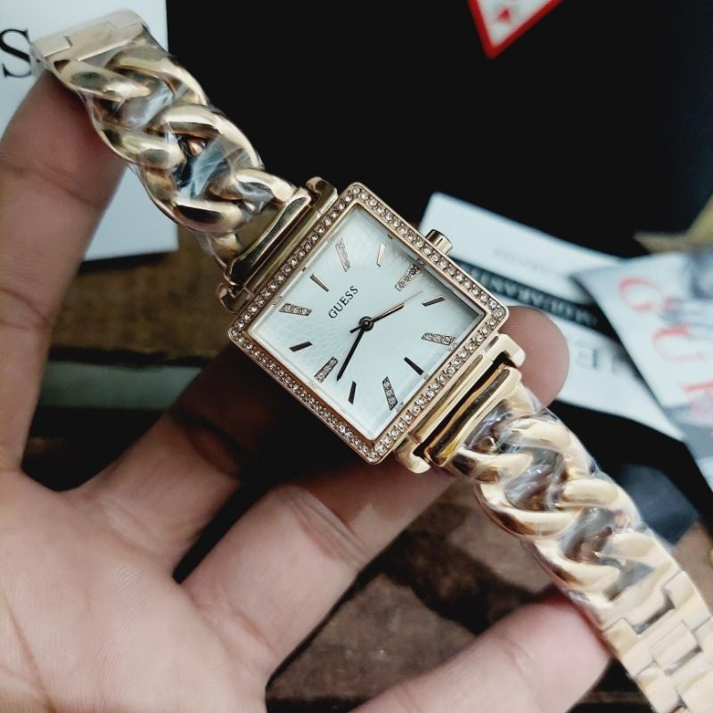  Shop Authentic Guess Vanity Diamonds Silver Dial Gold Steel Strap Watch for Women - W1030L4 - Luxxuri