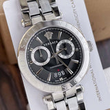  Shop Authentic Versace Quartz Black Dial Silver Steel Strap Watch For Men - VBR080018 - Luxxuri