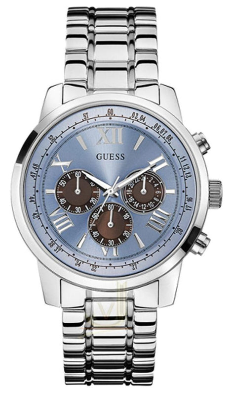  Shop Authentic Guess Horizon Chronograph Quartz Blue Dial Silver Steel Strap Watch for Men - W0379G6 - Luxxuri