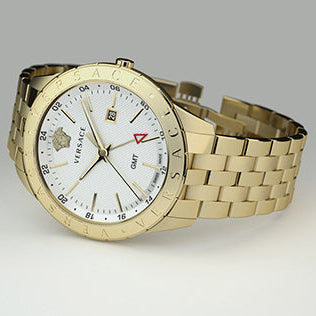  Shop Authentic Versace Univers Quartz White Dial Gold Steel Strap Watch for Men - VEBK00518 - Luxxuri