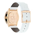  Shop Authentic Calvin Klein Accent Silver Dial White Leather Strap Watch for Women - K2Y216K6 - Luxxuri