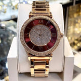  Shop Authentic Michael Kors Caitlin Red Dial Rose Gold Stainless Steel Strap Watch for Women - MK3377 - Luxxuri