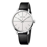  Shop Authentic Calvin Klein Evan White Dial Black Leather Strap Watch for Women - K7B231CY - Luxxuri