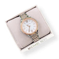  Shop Authentic Michael Kors Mindy Three Hand White Dial Two Tone Steel Strap Watch For Women - MK7084 - Luxxuri