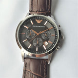 Shop Authentic Emporio Armani Renato Chronograph Grey Dial Brown Leather Strap Watch For Men - AR2513 - Luxxuri
