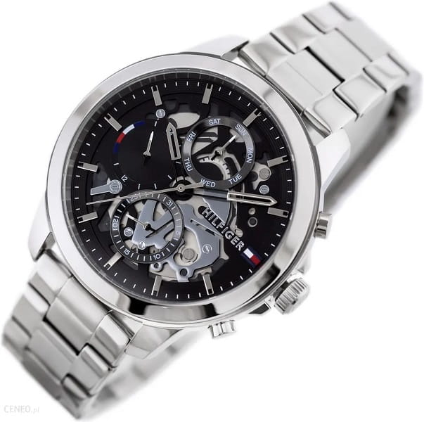  Shop Authentic Tommy Hilfiger Henry Chronograph Black Dial Silver Steel Strap Watch For Men - 1710477 - Luxxuri