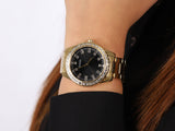  Shop Authentic Guess Sparkler Diamonds Black Dial Gold Steel Strap Watch for Women - GW0111L2 - Luxxuri