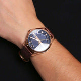  Shop Authentic Armani Exchange Hampton Chronograph Blue Dial Brown Leather Strap Watch For Men - AX2172 - Luxxuri
