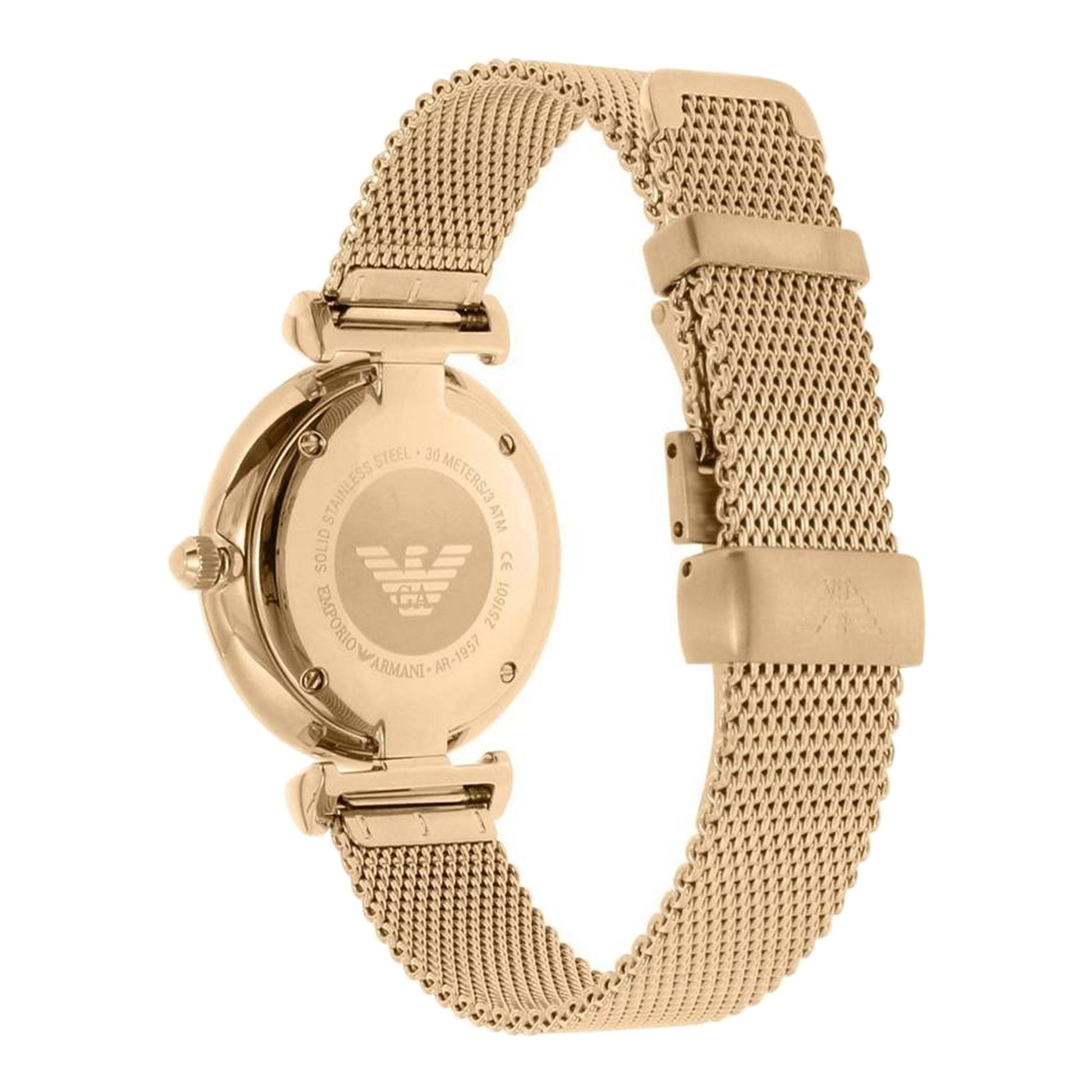  Shop Authentic Emporio Armani Retro Gold Dial Gold Mesh Bracelet Watch For Women - AR1957 - Luxxuri