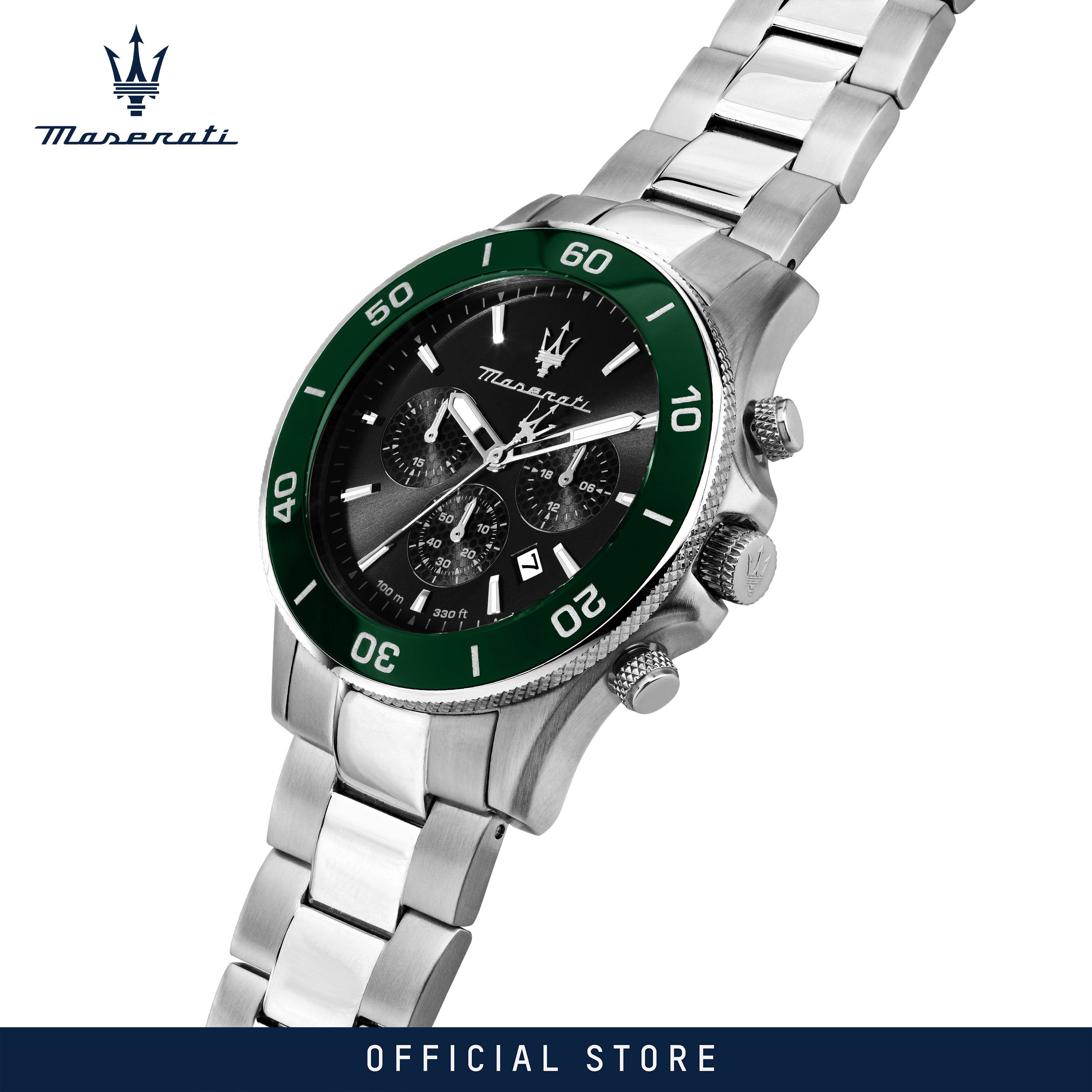 Maserati Competizione Chronograph Black Dial Silver Steel Strap Watch For Men - R8873600008