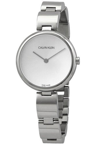  Shop Authentic Calvin Klein Wavy Silver Dial Silver Steel Strap Watch for Women - K9U23146 - Luxxuri