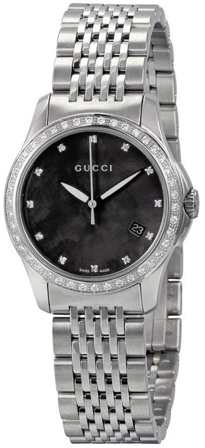  Shop Authentic Gucci G Timeless Black Mother of Pearl Diamonds 38mm Watch For Women - YA126509 - Luxxuri