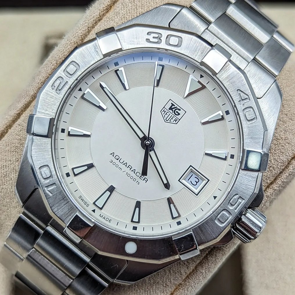  Shop Authentic Tag Heuer Aquaracer Quartz White Dial Silver Steel Strap Watch for Men - WAY1111.BA0928 - Luxxuri