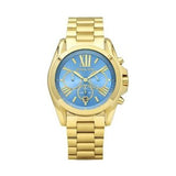  Shop Authentic Michael Kors Bradshaw Chronograph Blue Dial Gold Steel Strap Watch For Women - MK5975 - Luxxuri