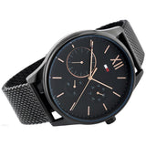  Shop Authentic Tommy Hilfiger Damon Quartz Black Dial Black Mesh Bracelet Watch for Men - 1791420 - Luxxuri