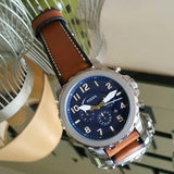  Shop Authentic Fossil Bowman Chronograph Blue Dial Brown Leather Strap Watch for Men - FS5602 - Luxxuri