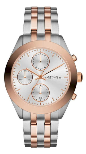  Shop Authentic Marc Jacobs Peeker Chronograph Silver Two Tone Steel Strap Watch for Women - MBM3369 - Luxxuri