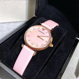  Shop Authentic Emporio Armani Gianni T Bar Mother Of Pearl Pink Dial Pink Leather Strap Watch For Women - AR1958 - Luxxuri