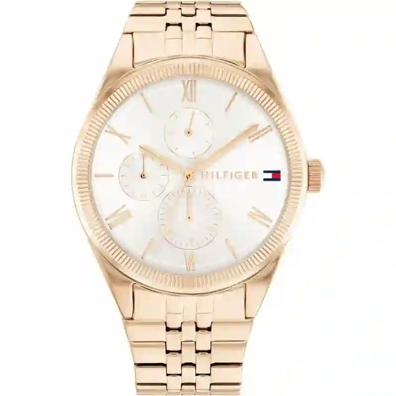  Shop Authentic Tommy Hilfiger Monica Quartz White Dial Gold Steel Strap Watch For Women - 1782593 - Luxxuri