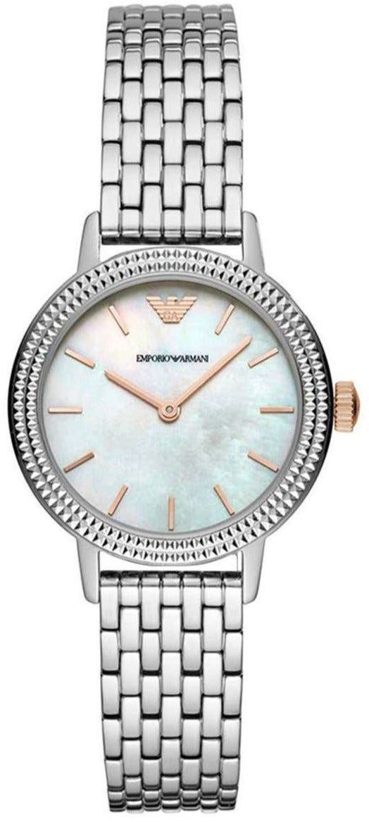  Shop Authentic Emporio Armani Interchangeable Analog Mother of Pearl Dial Silver Steel Strap Watch For Women - AR80020 - Luxxuri