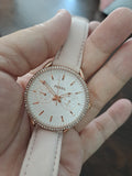  Shop Authentic Fossil Tailor Quartz White Dial Pink Leather Strap Watch for Women - ES4393 - Luxxuri