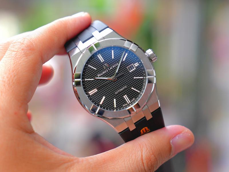  Shop Authentic Maurice Lacroix Aikon Automatic Chronograph Black Dial Black Leather Strap Watch for Men - AI1808-SS000-330-2 - Luxxuri