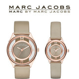  Shop Authentic Marc Jacobs Tether Grey Dial Grey Leather Strap Watch for Women - MBM1375 - Luxxuri