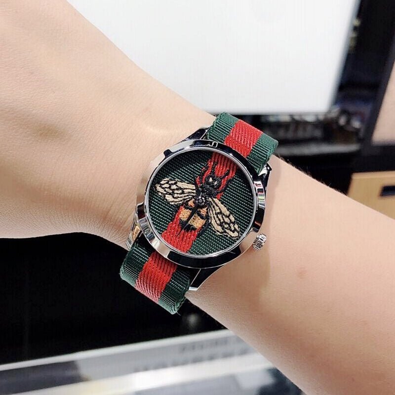  Shop Authentic Gucci Le Marche des Merveilles Red & Green Dial Red & Green Nylon Strap Unisex Watch - YA1264060 - Luxxuri